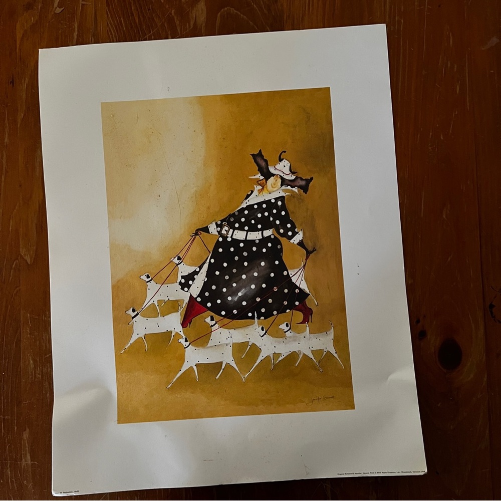 Dollination print 16x20 Woman Walking Dogs Artist Jennifer Garant